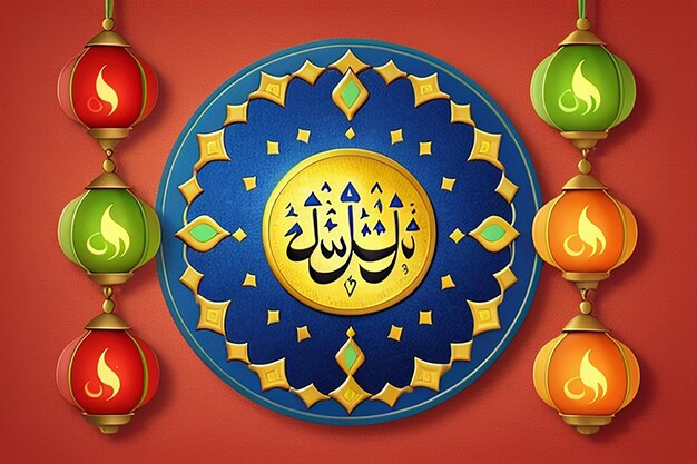 Zdjęcie ramadan mubarak piękna wizytówka oparta na tradycyjnym islamskim wzorze jako tło arabskie