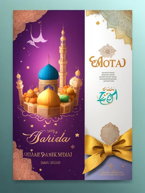 Ramadan mubarak zaproszenie plakat luksusowy elegancki projekt z 3d złota meczet i latarnia nowoczesna arabska dekoracja z zielonym wzorem geometrycznym tła