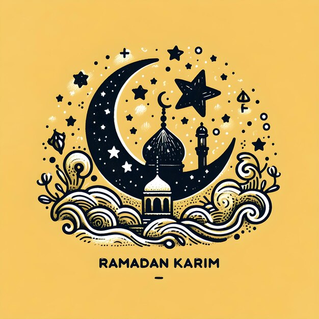 Ramadan Nights Crescent and Mosque Celestial Ramadan Nights of Devotion Ramadan Reflections Crescent