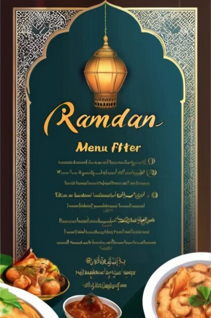 Ramadan specjalne menu jedzenia Ifter karta menu