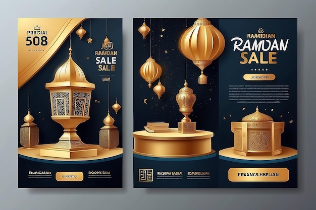 Zdjęcie ramadan sprzedaż banner reklama z podium editable ramadan szablony mediów społecznościowych