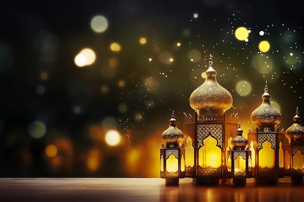 Ramadan Tło Z Efektem Bokeh Kopiuje Obszar Tekstowy Generowany Ai