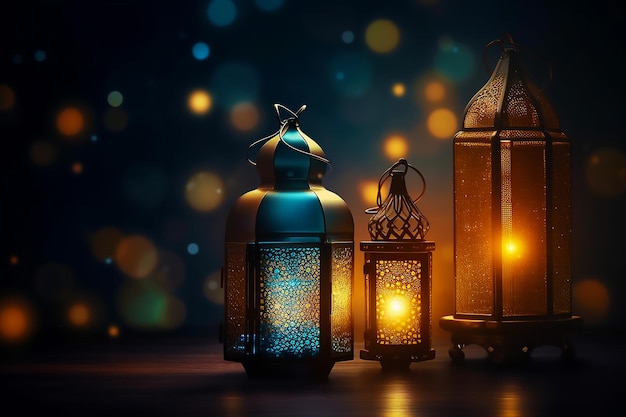 Ramadan Tło Z Efektem Bokeh Kopiuje Obszar Tekstowy Generowany Ai