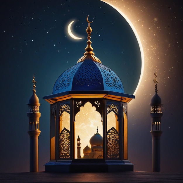 Ramadan tło z lampami i ozdobami