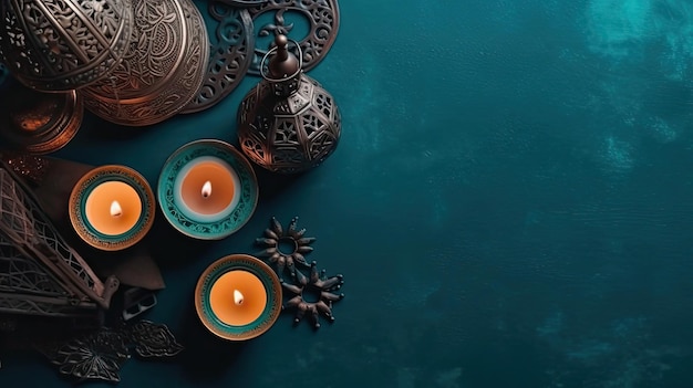 Ramadanowy projekt koncepcyjny transparentu ramadanowego światła na pastelowym tle