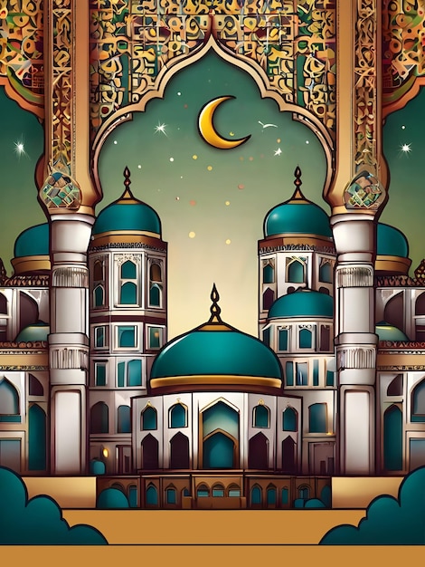 Ramadanu Mubarak Eid gretting szablon ilustracji