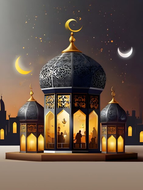 Ramadanu Mubarak Eid gretting szablon ilustracji