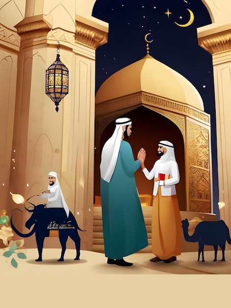 Ramadanu Mubarak Eid gretting szablon ilustracji