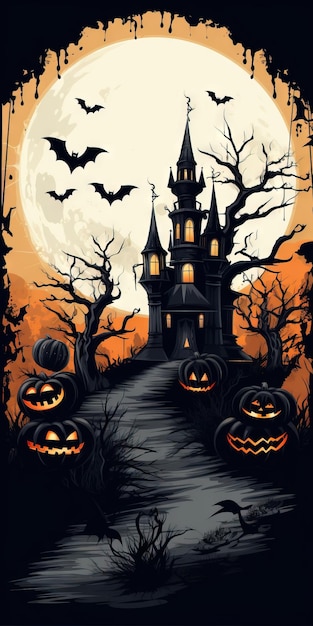 ramka halloween drewniana ramka ilustracja halloween Ai wygenerowała ilustrację halloween w wysokiej rozdzielczości na białym tle