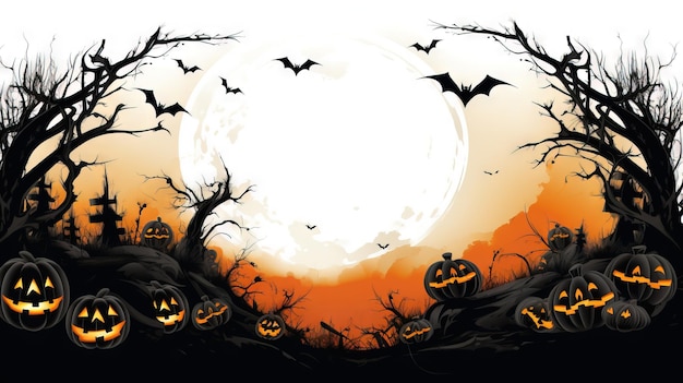 ramka halloween drewniana ramka ilustracja halloween Ai wygenerowała ilustrację halloween w wysokiej rozdzielczości na białym tle