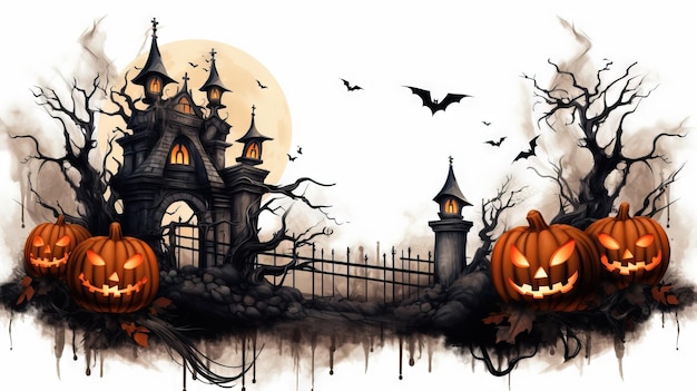 ramka halloween drewniana ramka ilustracja halloween Ai wygenerowała ilustrację halloween w wysokiej rozdzielczości na białym tle