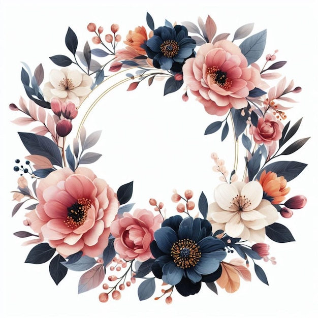ramka kwiatów akwarelowych wektorowych do kompozycji kart ślubnych lub pozdrowień
