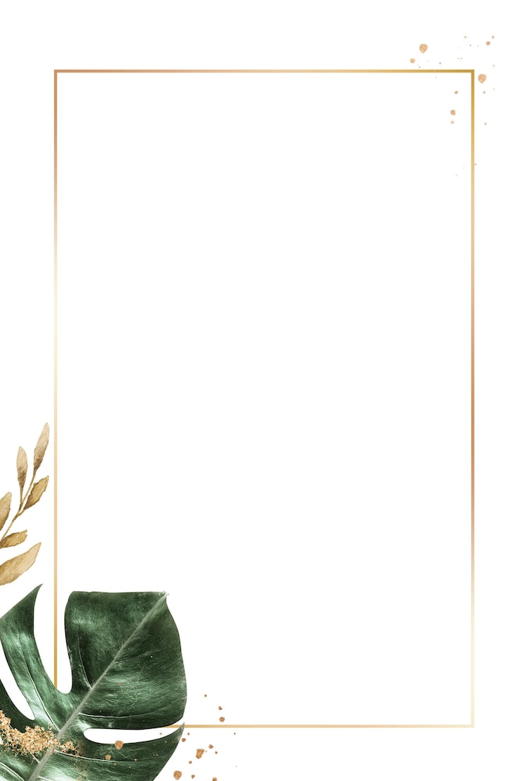 Zdjęcie ramka liści png ze złotą podszewką w minimalistycznym stylu