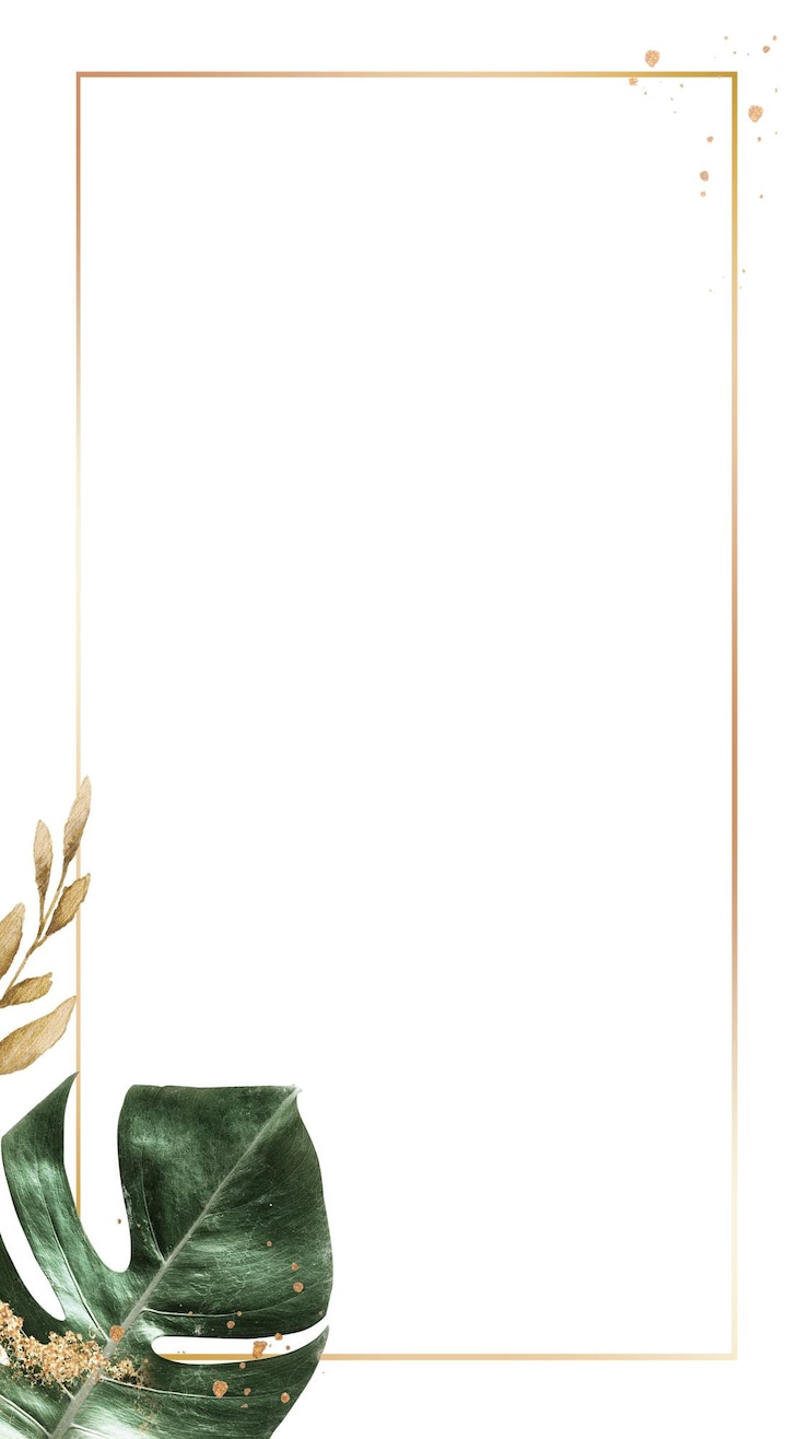 Ramka liści png ze złotą podszewką w minimalistycznym stylu