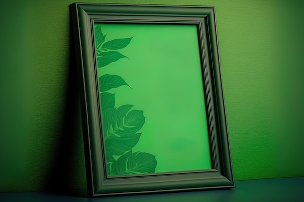 Ramka na zdjęcia z zielonym tłem do zdjęć makieta