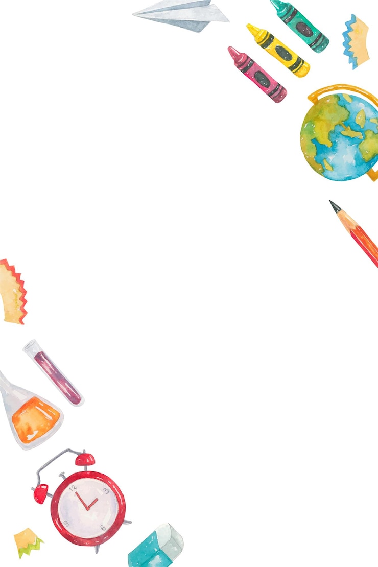Zdjęcie ramka png z obiektami klasy w akwarelach