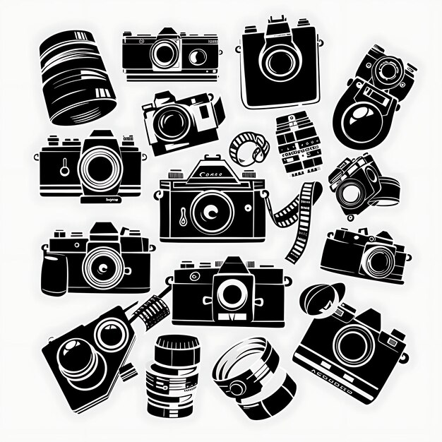 Ramka Retro Camera Folk Art z wzorem paska filmowego i soczewką Detai CNC Die Cut Outline Tattoo