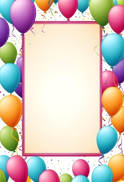 Zdjęcie ramka z balonami i banerem na przyjęcie urodzinowe