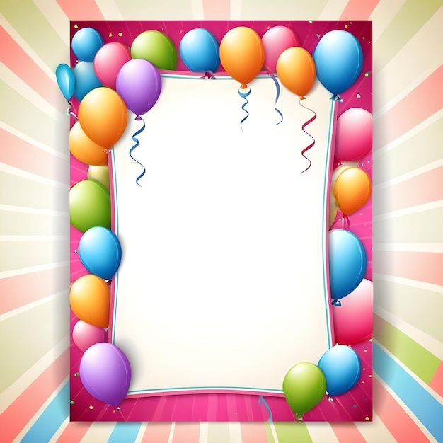 Zdjęcie ramka z balonami i granica z granicą, która mówi balony