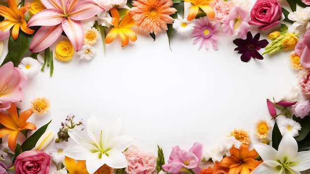 ramka z kwiatami na białym tle z napisem „kwiaty”.