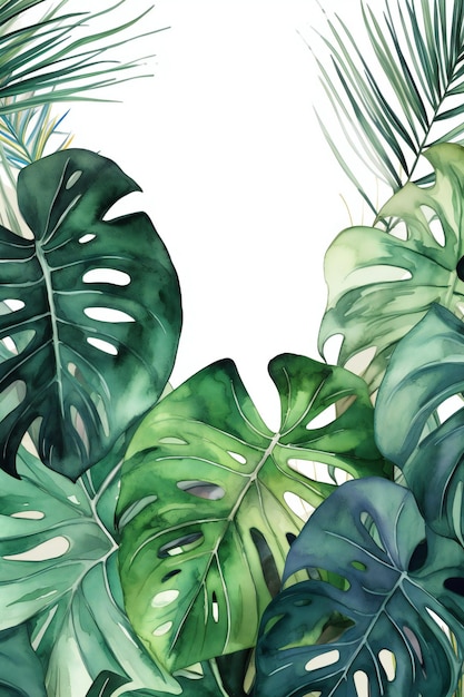 Ramka z tropikalnych liści z dżunglą tekstową.
