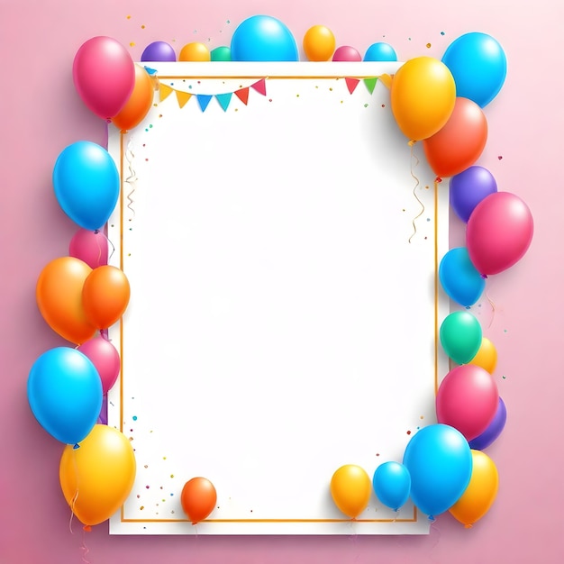 Zdjęcie ramka zaproszenia na przyjęcie urodzinowe pionowe tło puste miejsce do kopiowania tekstu