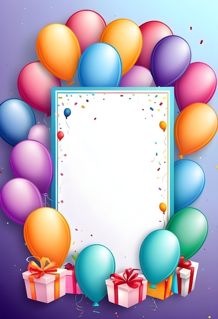 Zdjęcie ramka zaproszenia na przyjęcie urodzinowe pionowe tło puste puste miejsce do kopiowania tekstu