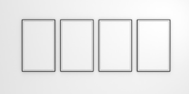 Ramki na zdjęcia izolowane na białej ścianie Kreatywne ramki nastrojowe makieta renderowania 3d