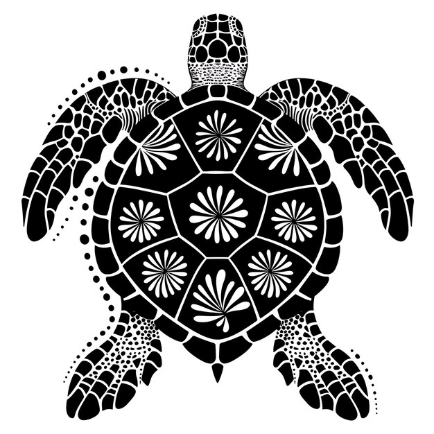 Ramy przybrzeżnych żółwi morskich sztuka ludowa z wzorem muszli i płetwy D CNC Die Cut Tattoo Design Art
