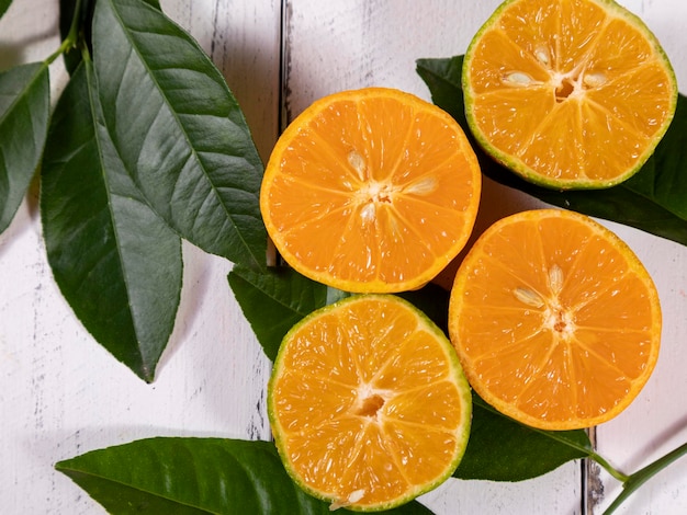 Zdjęcie rangpur citrus limonia lub citrus reticulata medica czasami nazywany rangpur lime mandarynka lub lemandarin jest hybrydą mandarynki i cytronu