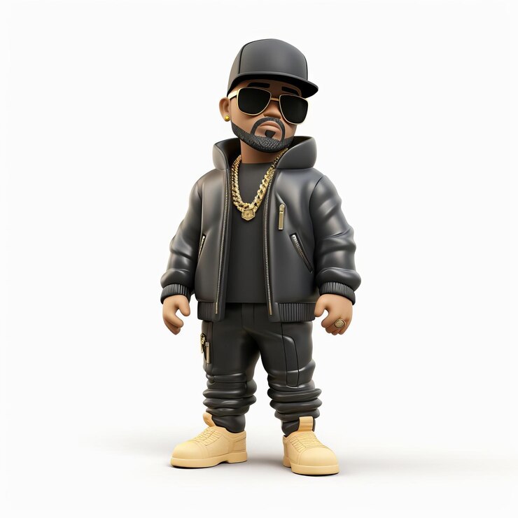 Zdjęcie raper funko pop 3d mężczyzna figurka całe ciało izolowane