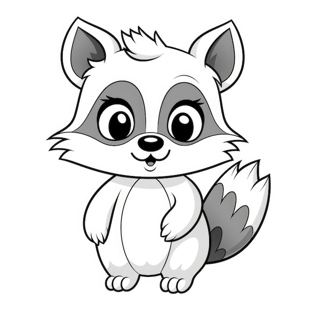 Rascal the Raccoon Zabawna i wciągająca kolorowanka dla dzieci z grubymi liniami i monochromatyczną kreskówką