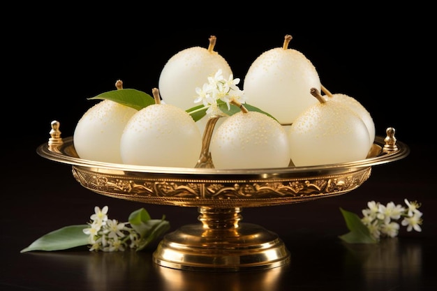 Zdjęcie rasgullas adorned with rose petals