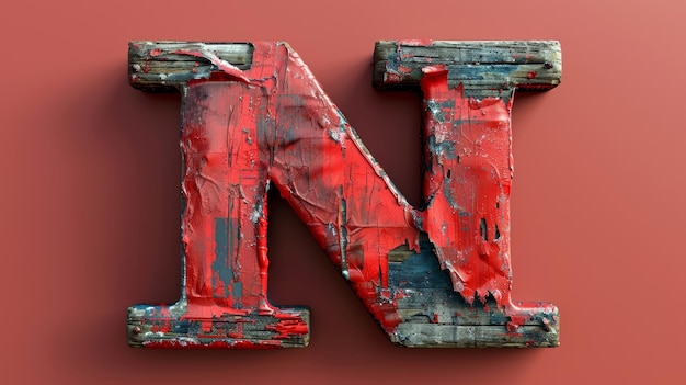 Rdzawa czerwona litera N na czerwonym tle