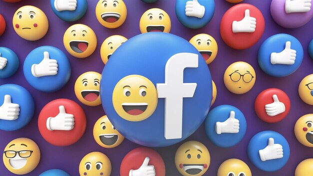 Reakcje Facebooka Emoji 3d Render Premium Fotosocial Media Symbol Balon Z Jak Kciuk W Górę Ic