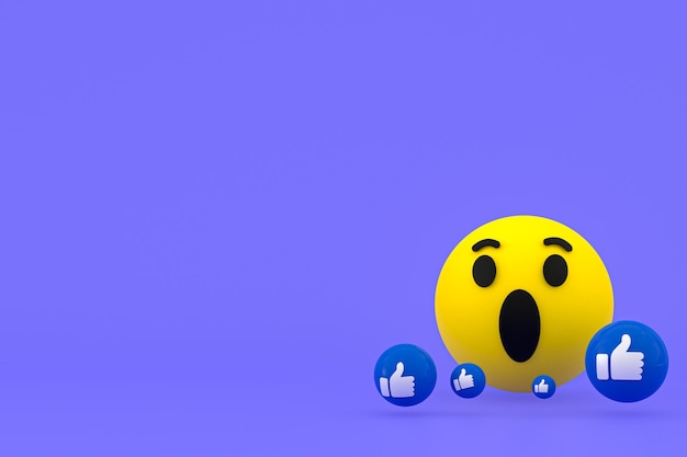 Reakcje na Facebooku emoji renderowania 3d, symbol balonu w mediach społecznościowych z wzorem ikon na Facebooku