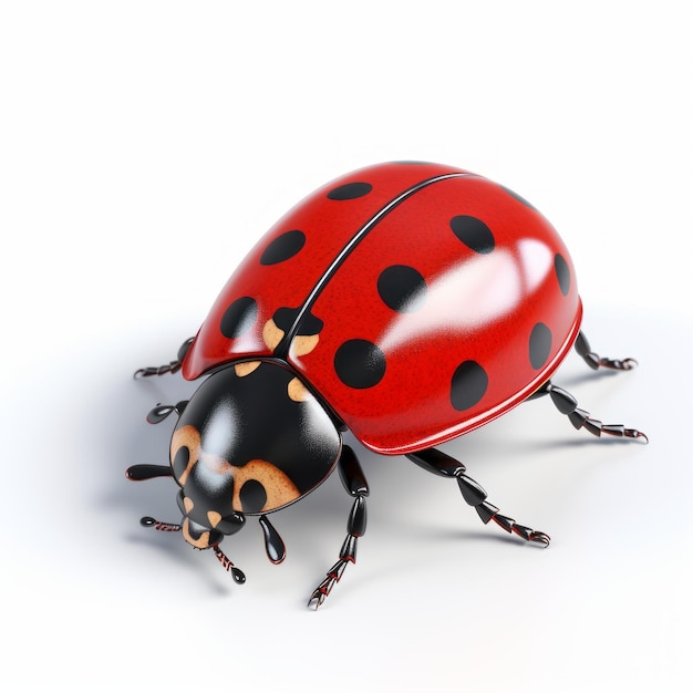 Realistyczna 3D ilustracja ladybug na białym tle
