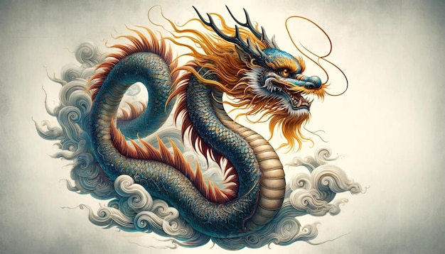 Realistyczna chińska ilustracja o smoku