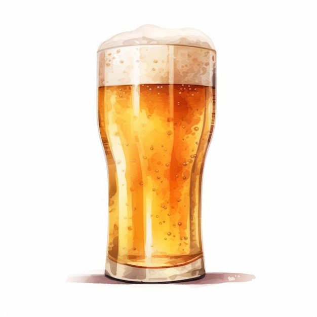Realistyczna ilustracja akwarelowa białego piwa w szklance