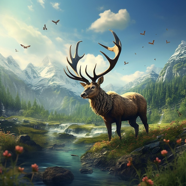 Realistyczna ilustracja dzikiej przyrody