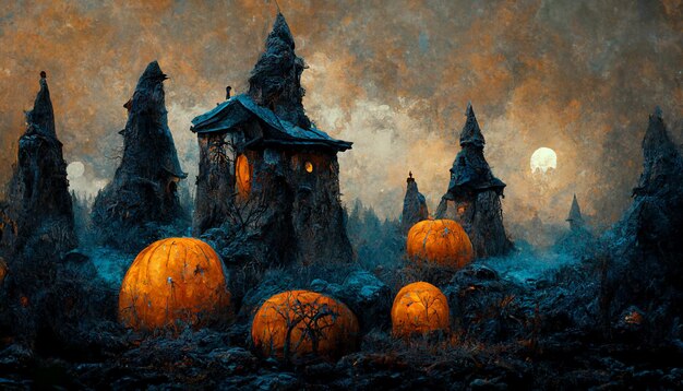 Realistyczna ilustracja festiwalu halloween. Zdjęcia nocy Halloween na tapetę