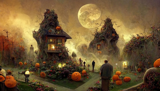 Realistyczna ilustracja halloween. Noc Halloween zdjęcia do ilustracji wallpaper.3D.
