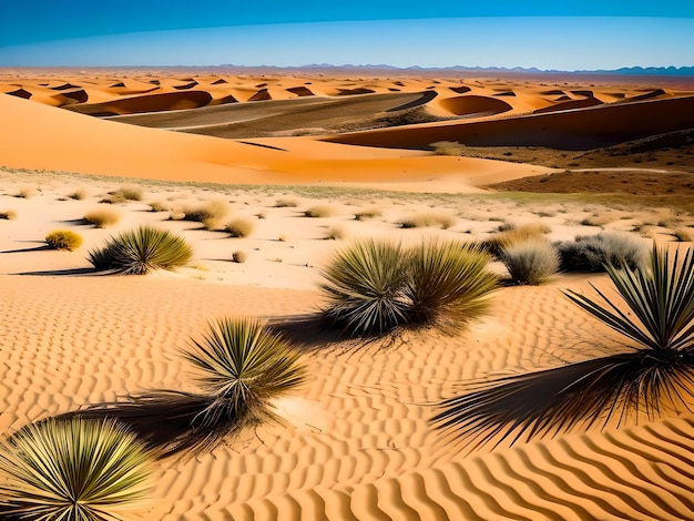 Zdjęcie realistyczna ilustracja pustynnych wydm i suchego środowiska