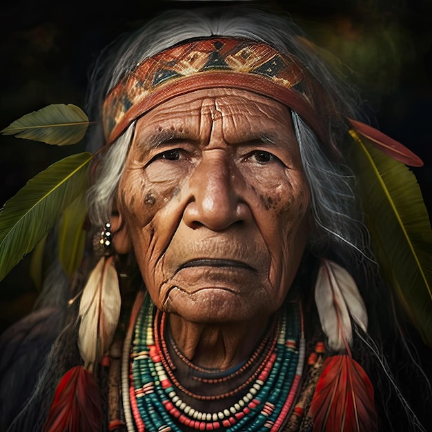 Realistyczna ilustracja w sztucznej inteligencji Portret rdzennej twarzy