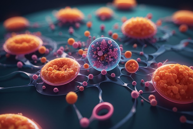 Realistyczna ilustracja wektorowa komórki pod mikroskopem