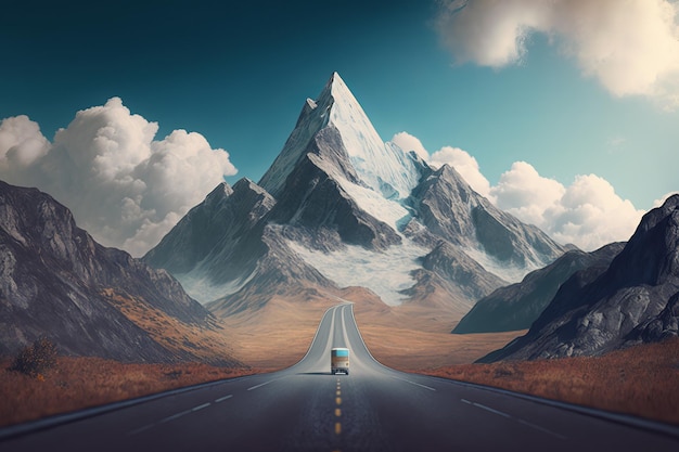 Realistyczna koncepcja podróży w górach Oszałamiający krajobraz w pastelowych kolorach tła z Generative Ai