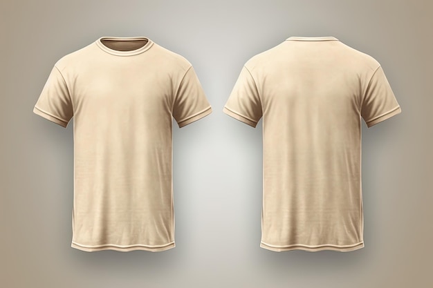 Realistyczna makieta beżowej męskiej koszulki z widokiem z przodu iz tyłu