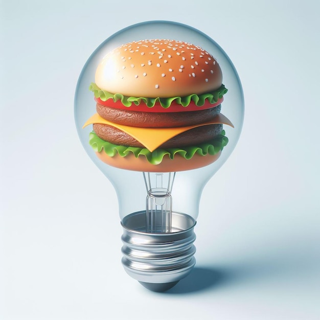 Realistyczna manipulacja żarówką z hamburgerem