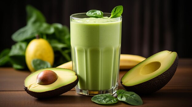 Realistyczna mieszanka smoothie z awokado i bananami