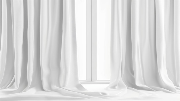 Realistyczna nowoczesna ilustracja białych jedwabnych zasłon z blaskiem dla teatru okiennego lub sceny kinowej Scena teatralna Tło studia Nowoczesna ilustracji